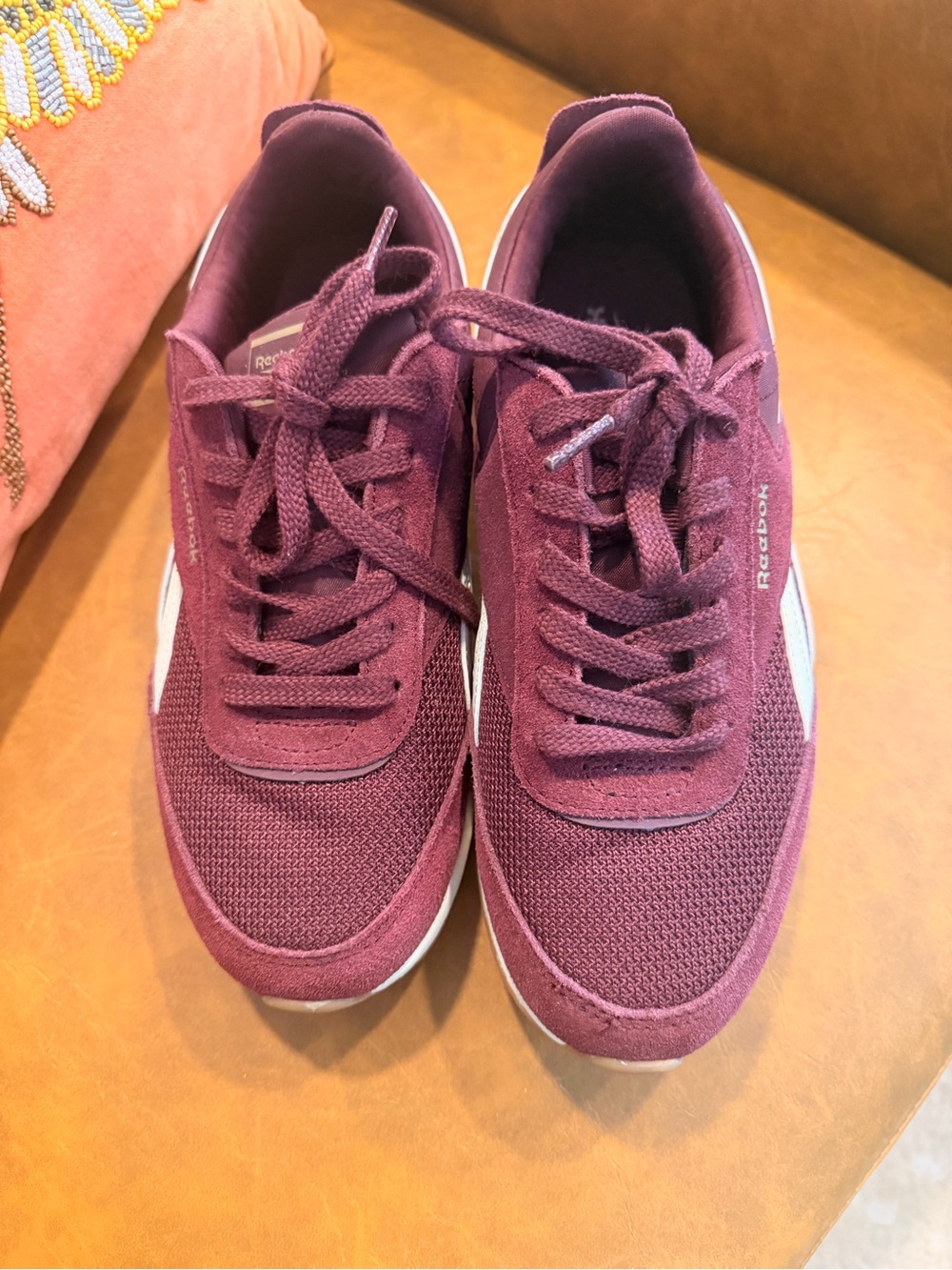 Reebok Women's Maroon Mesh & Suede Lace-Up Sneakers